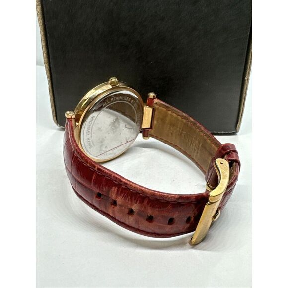 Michael Kors Darci MK3191 Women Burgundy Leather Strap Analog Dial Watch JNA201
